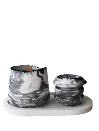 Aberto Design Glamour Candle 43ST - Juego de 3 Velas de Soja Gris y Blanco